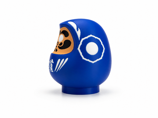 Daruma Judo azul, vista lateral